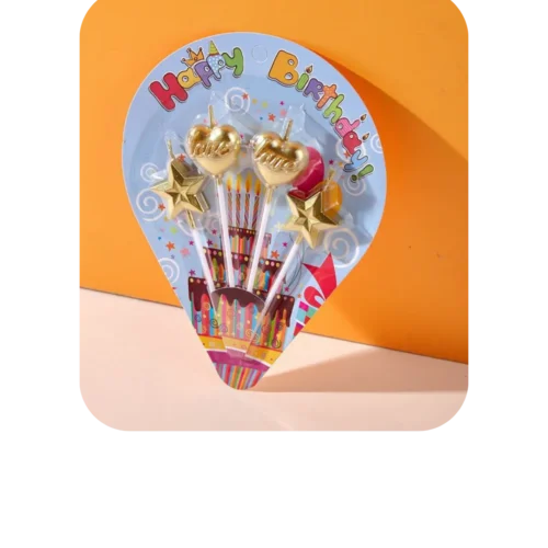 Velas Corazon-Estrella 3D x 4  Unidades