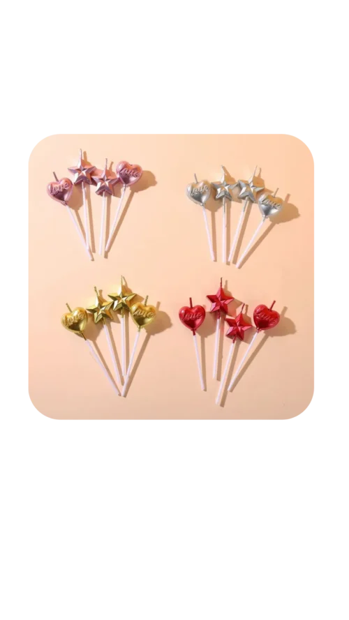 Velas Corazon-Estrella 3D x 4  Unidades