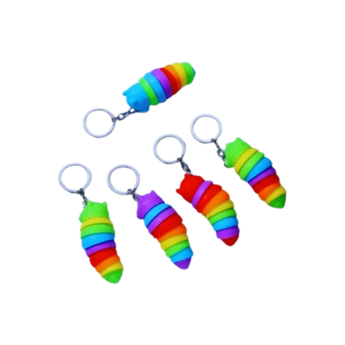 estuche-conejo (178) Llavero Gusanito sensorial 7 cm