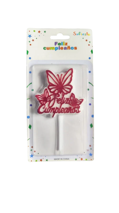 Vela Bloque  Mariposa Feliz Cumpleaños