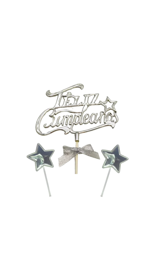 Topper 3D + Estrellas B. Material  Plástico