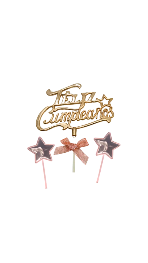 Topper 3D + Estrellas B. Material  Plástico