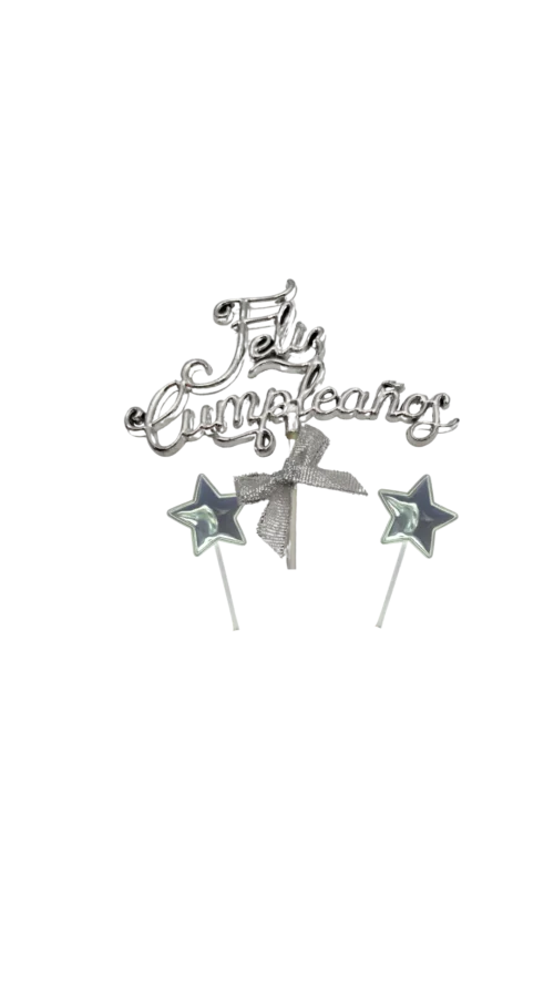 Topper 3D + Estrellas D. Material  Plástico