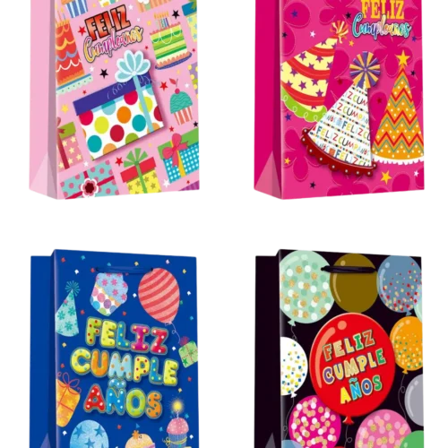 Bolsa de Regalo Papel Brillante. Paquete x 12 Surtido