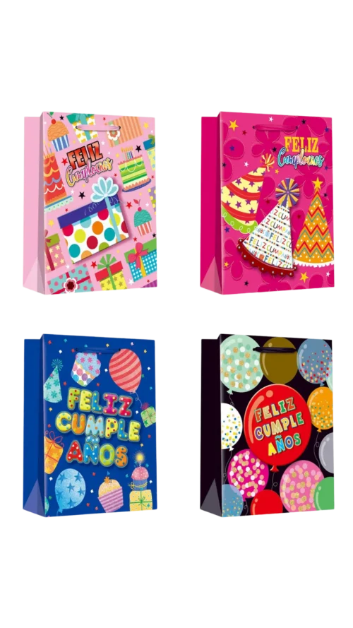 watashi (91) Bolsa de Regalo Papel Brillante. Paquete x 12 Surtido